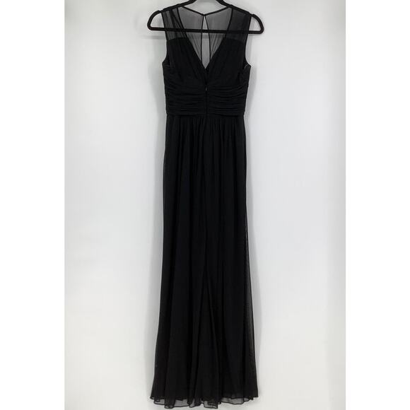 NEW! Alfred Sung Size 6 Chiffon Knit Cap Sleeve V-Neck Maxi Dress $231 msrp J3-3 - Picture 3 of 10